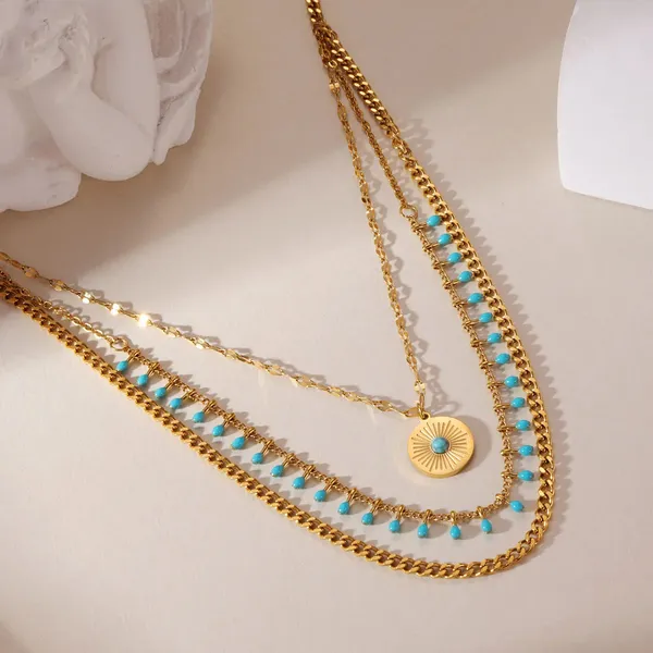 Gold_Spearmint_Three_Layer_Necklace_For_Women